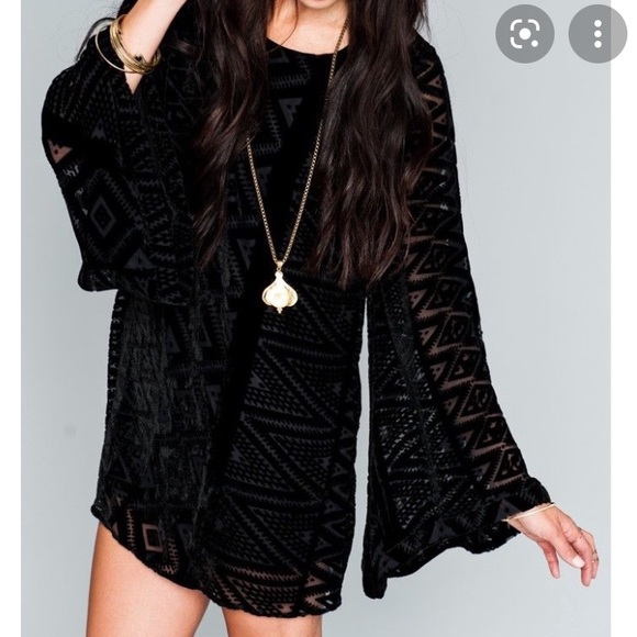 Show Me Your MuMu Dresses & Skirts - Black Show Me Your Mumu Luxe Knockout Burnout Bell Sleeve Dress